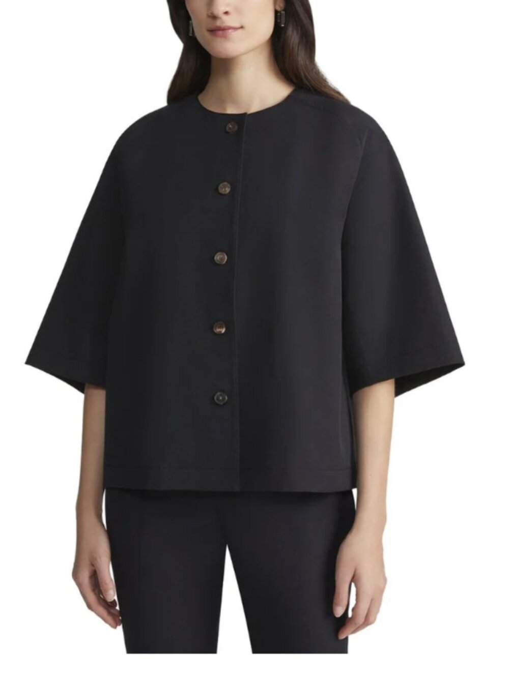 NWT LLAFAYETTE 148 NEW YORK Three Quarter Sleeve Collarless Top Size L